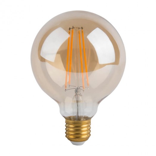 BOMBILLA LED G125 (GLOBO) E27 8W FILAMENTO ÁMBAR DIMMABLE 2200K 1 BOMBILLA LED G125 (GLOBO) E27 8W FILAMENTO ÁMBAR DIMMABLE 2200K 1