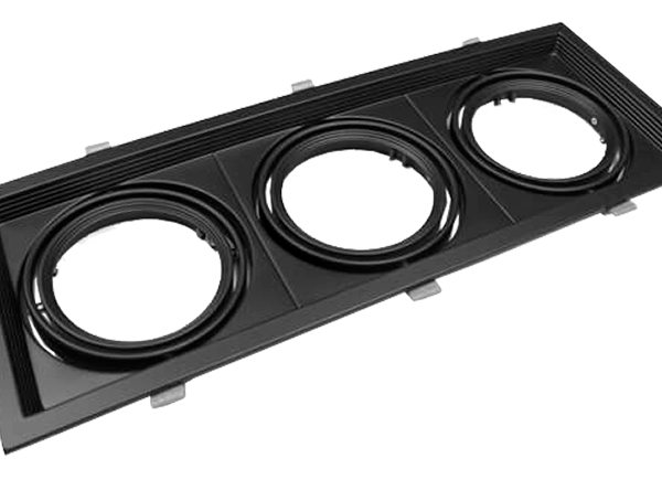PORTALÁMPARAS TRIPLE PARA AR111 RECTANGULAR NEGRO 1