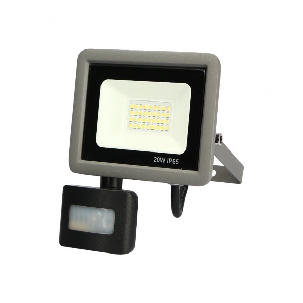 PROYECTOR LED EXTERIOR 20W SLIM CON SENSOR CREPUSCULAR Y MOVIMIENTO 6000K 1