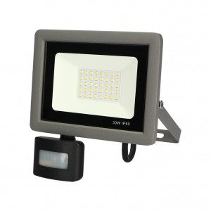 PROYECTOR LED EXTERIOR 30W SLIM CON SENSOR CREPUSCULAR Y MOVIMIENTO 6000K