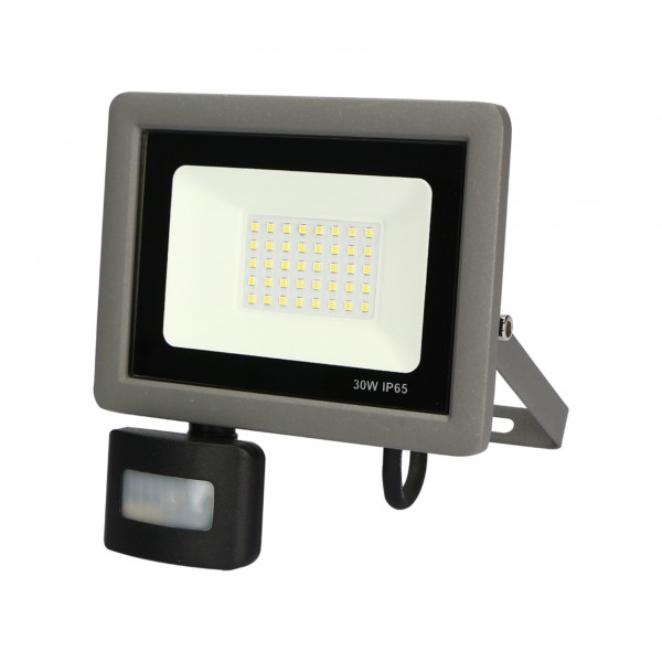 PROYECTOR LED EXTERIOR 30W SLIM CON SENSOR CREPUSCULAR Y MOVIMIENTO 6000K 1