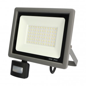 PROYECTOR LED EXTERIOR 50W SLIM CON SENSOR CREPUSCULAR Y MOVIMIENTO 6000K