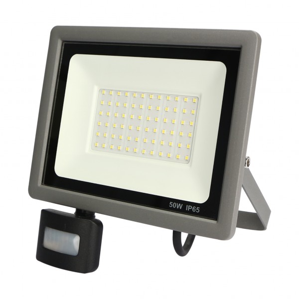 PROYECTOR LED EXTERIOR 50W SLIM CON SENSOR CREPUSCULAR Y MOVIMIENTO 6000K 1