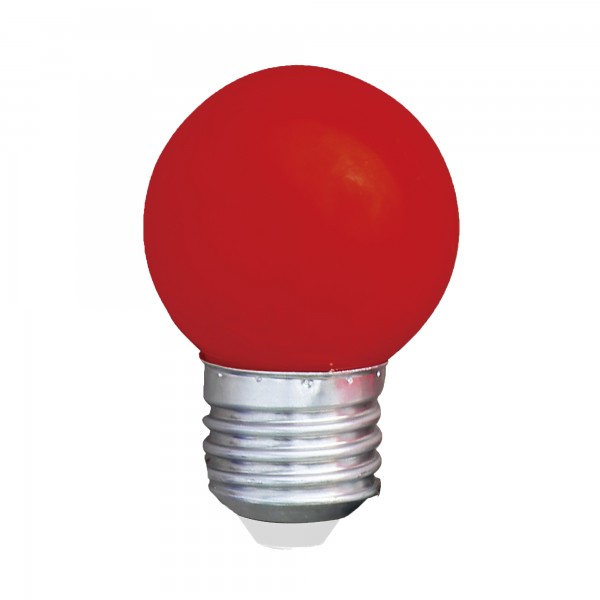 BOMBILLA LED G45 (ESFÉRICA) E27 1W ROJO ROJO 1