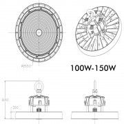 CAMPANA LED INDUSTRIAL UFO SLIM 100W DRIVER PHILLIPS, DIMMABLE (1-10V), IP65 5700K