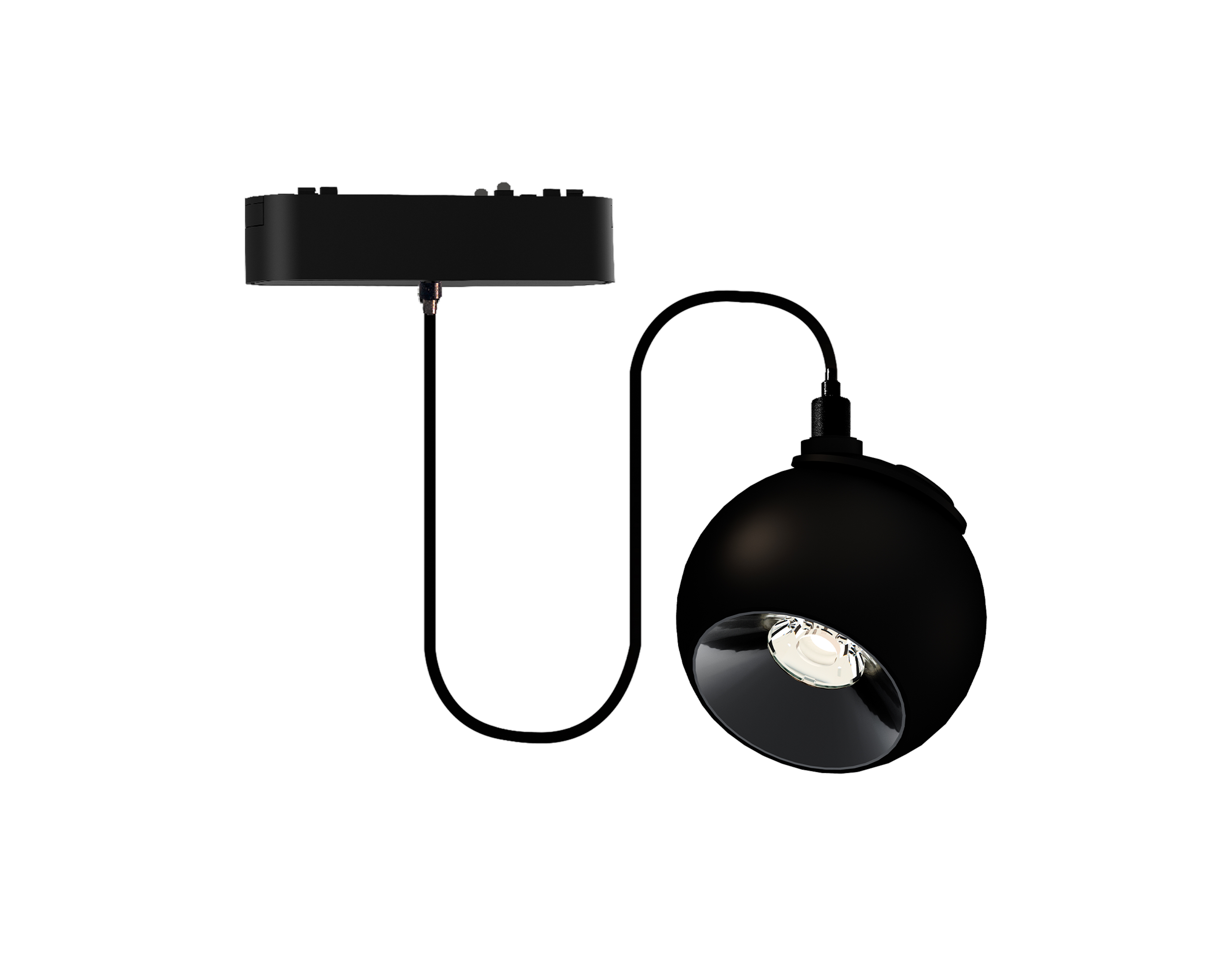 FOCO CARRIL MAGNÉTICO ESFÉRICO EN SUSPENSIÓN 12W 36° NEGRO 4000K