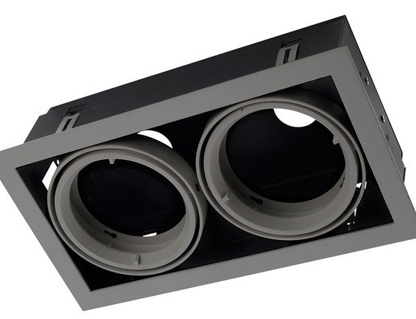 PORTALÁMPARAS DOBLE PARA AR111 RECTANGULAR GRIS Y NEGRO 1