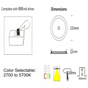 DOWNLIGHT LED REDONDO PARA EMPOTRAR 24W BLANCO CON SELECTOR DE POTENCIA (18-20-22-24W) SENSOR CREPUSCULAR Y MOVIMIENTO 3K/4K/6K