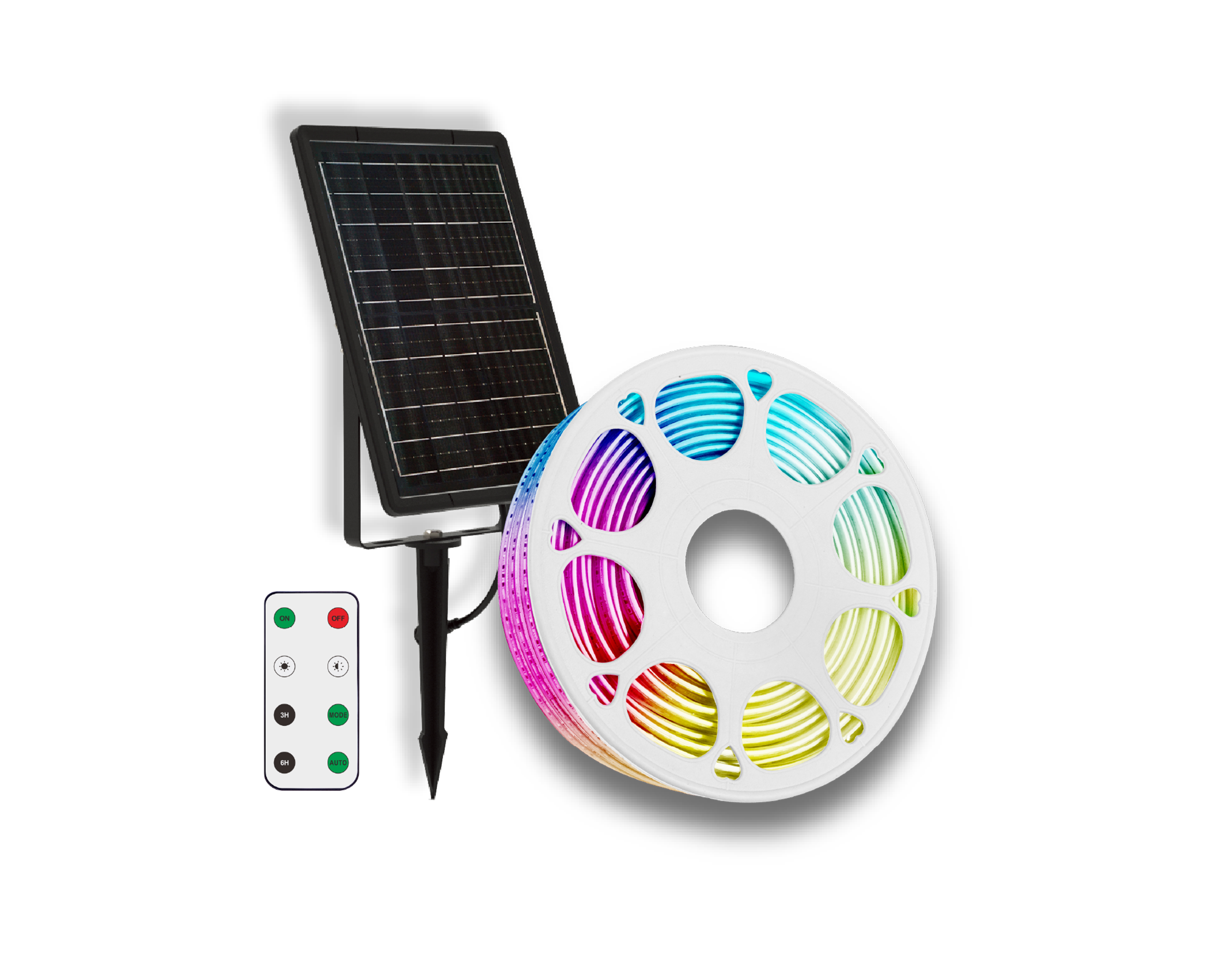 PACK 20m TIRA LED SOLAR 1200 LEDS IP65 CON MANDO A DISTANCIA RGB