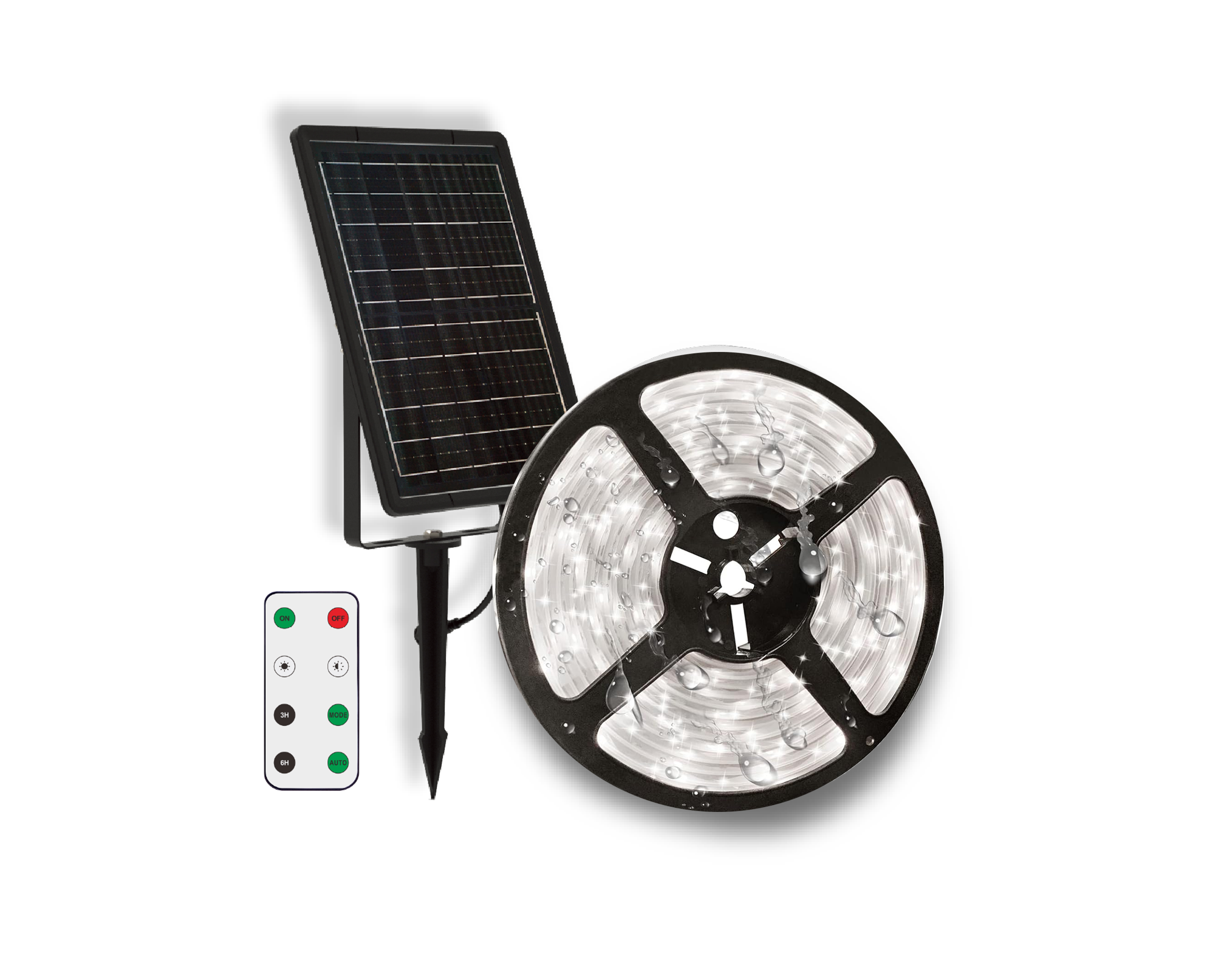 PACK 20m TIRA LED SOLAR 1200 LEDS IP65 CON MANDO A DISTANCIA 6500K