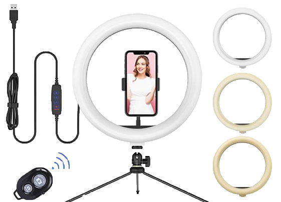 LED CIRCULAR 15W CCT CON SOPORTE PARA 1 MOVIL, MANDO Y TRIPODE 3K/4K/6K 1 LED CIRCULAR 15W CCT CON SOPORTE PARA 1 MOVIL, MANDO Y TRIPODE 3K/4K/6K 1