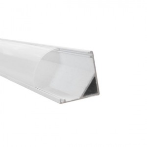PERFIL SUPERFICIE 45° BLANCO PARA TIRA LED (BARRA 2M) + DIFUSOR NEGRO + TAPAS FINALES