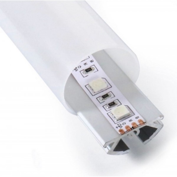 PERFIL TUBULAR PARA TIRA LED + DIFUSOR OPAL + TAPAS FINALES 1