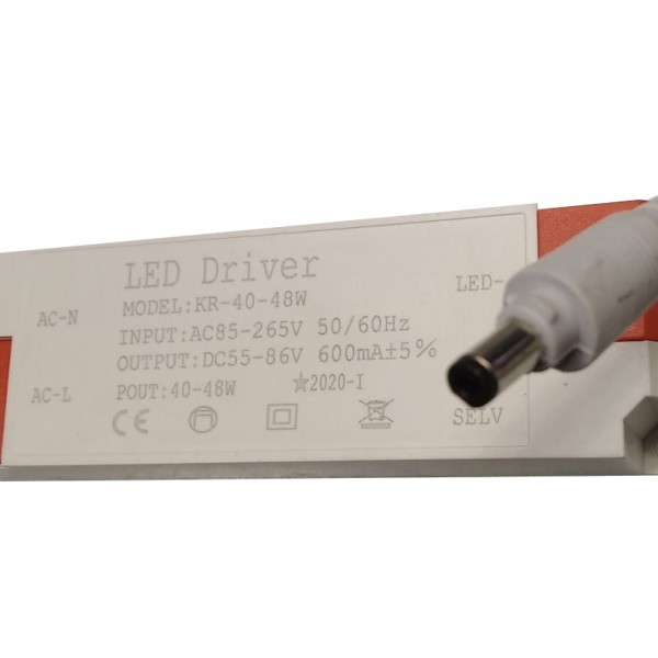DRIVER PARA PANEL 60×60 – 120×30 40W 600mA 55-86V 1